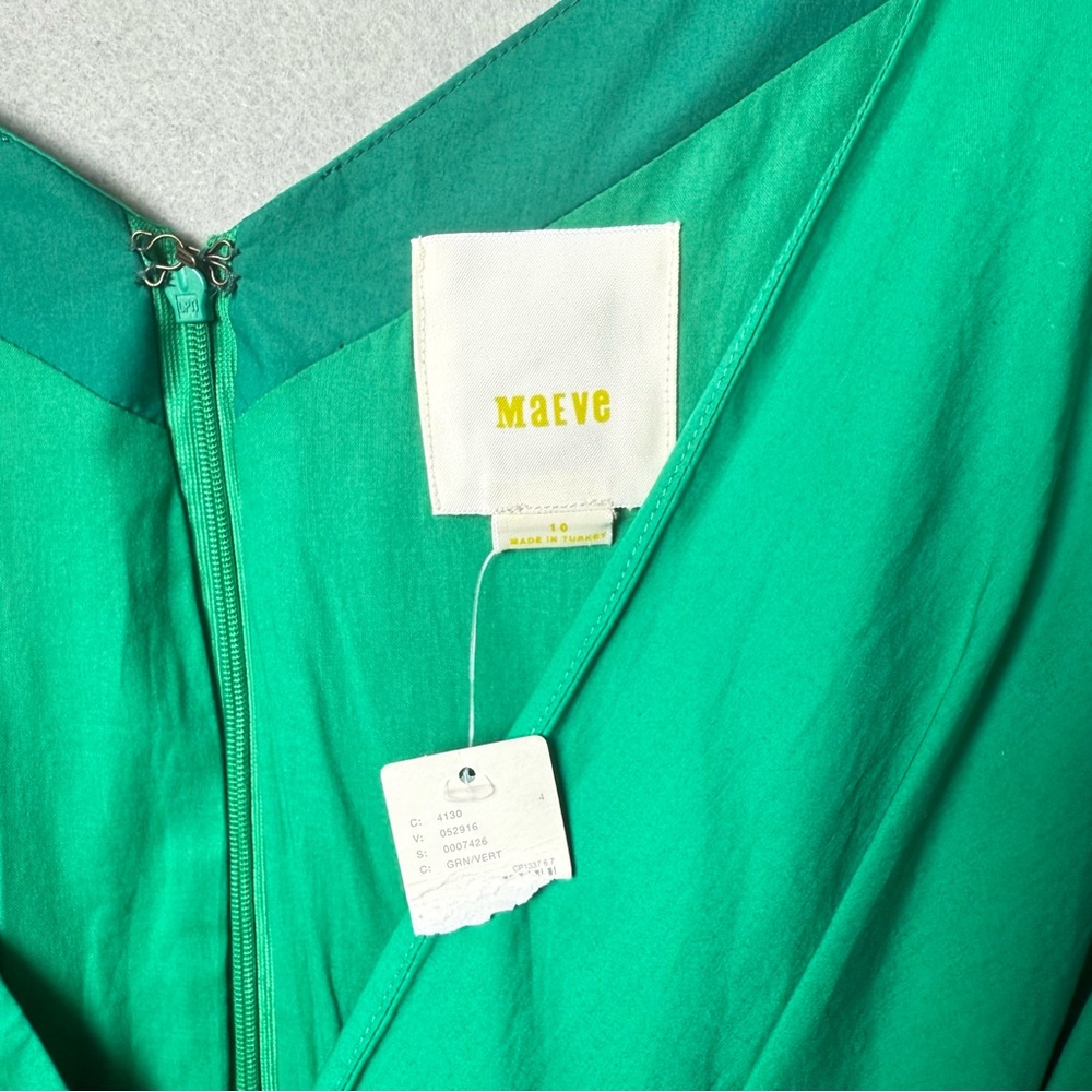 Maeve Anthropologie Women’s Short Sleeve Pleated Dress in Green Size 10 NWT - Picture 3 of 11